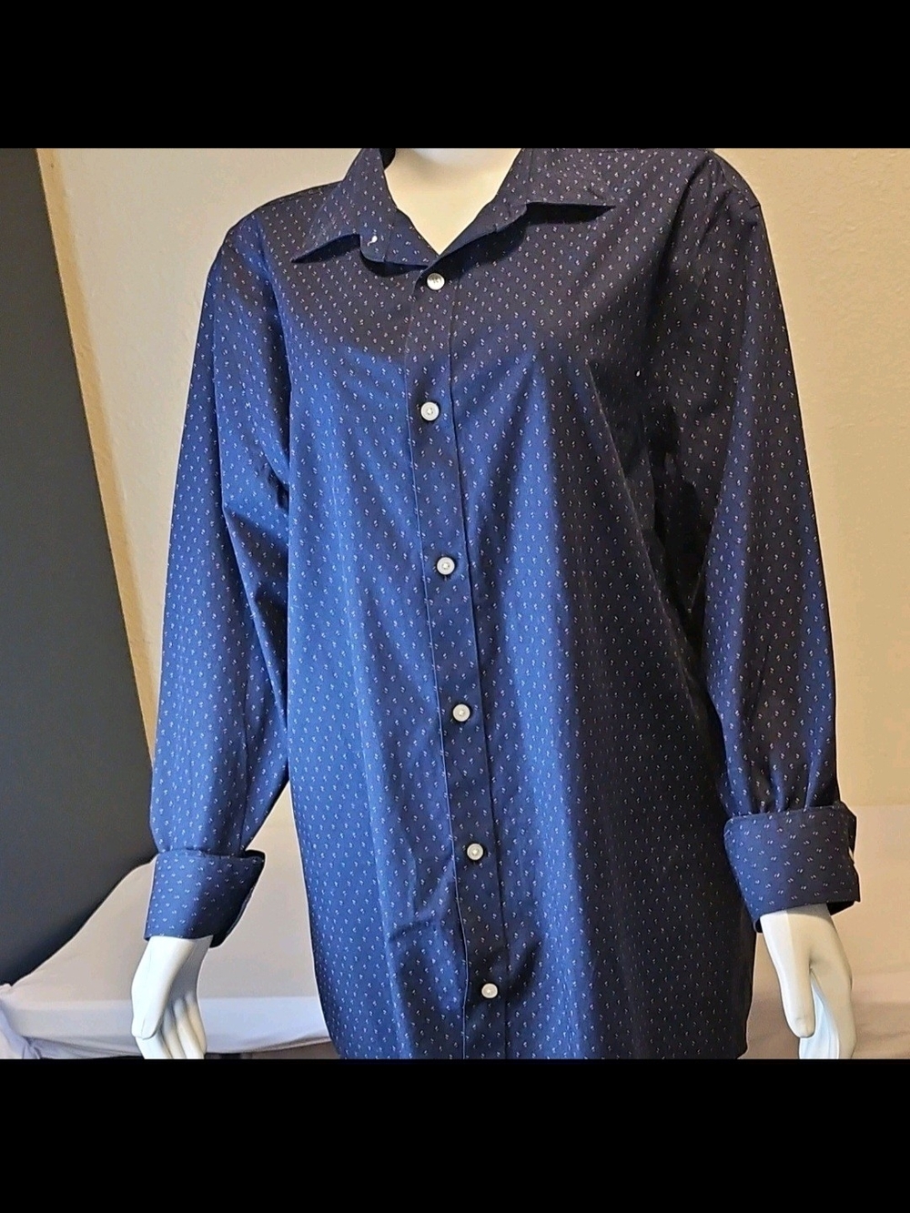 Banana Republic Slim Fit Navy Shirt with Pink Dash Print